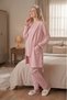 Women's Jacquard Shawl Collar Lace 3-Piece Maternity Pajama Set with Dressing Gown - 7