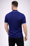 Men's Ribbed Knit Woven Short Sleeve T-Shirt Half-Throat Modern Summer T-Shirt - Navy Blue - 2