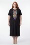Women's Plus Size Colorful Embroidered Black Dress