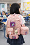 Korean Style Five-Compartment School Bag Set of 3 with Accessories, Lunch Box and Pencil Case