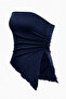 Navy Blue Strapless Asymmetrical Cut Side Ruched Detailed Crop Blouse Women's Stylish Bustier, Navy Blue Bustier - 3