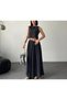 Women's Modal Fabric Crop Blouse - High Waist Long Skirt Two-Piece Set