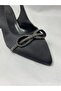 Ll2712 large size satin material stone decorated butterfly bow detail high heel shoe - 6