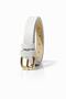 Women's Black Faux Leather Thin Belt with Gold Buckle - 3
