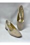 Ll2710 large size leather material shiny stone comfortable fit heel shoe gold