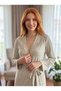 New Season Beige Elegant Lace Detailed Design Belted Summer Melissa Dressing Gown - 3