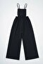 Women's Black Aerobin Salopet Trousers with Front Pocket and Strap Ring Detail - 2