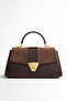 Women's Hand and Shoulder Bag Small Size Stylish Bag with Flap Adjustable Strap Cream White Bitter Coffee - 2