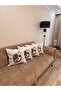 Punch Embroidered Modern Abstract Patterned 4-Piece Decorative Throw Pillow Cover - 2