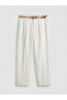 Lcw Visionecru Belted Carrot Cut Pleated Women's Trousers