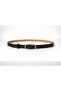 Women's Black Faux Leather Belt with Gold Buckle - 2