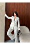 Women's Double-Breasted Collar Button Detailed Blazer Jacket High-Waisted Wide-Leg Pants Two-Piece Set - 3