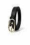 Women's Black Faux Leather Belt with Gold Buckle - 3