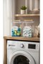 Wooden Handle Lid Colorful and White Jar Storage Container Kitchen and Laundry Room Organizer - 2