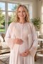 New Season Mink Maternity Jacquard Summer Lace Design Full Length Short Sleeve Dressing Gown Nightgown Set - 3