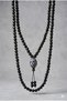 Black Night Series Aa+ Glass 108-Piece Mala Necklace - Fleur-De-Lis Motif Yoga Meditation and Mantra Recitation