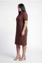 Women's Plus Size Collar Detail Sho Fabric Brown Dress - 3
