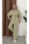 Buckle Detailed Women's Top and Bottom Mina Set Green - 2