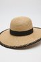 Women's Black Strappy Straw Fedora Hat with Sewing Detail |   Summer Wide Brim Trendy Beach Fashion - 6