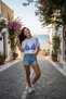Bleed Blue Blue Bikini Detailed Black-And-White T-Shirt
