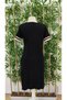 Women's V-Neck Rib Detail Short Sleeve Midiboy Viscose Dress - 6
