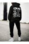 Men's Printed Oversize Tracksuit Set - Hooded Sweat Jogger Sweatpants
