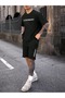 Men's Printed Men's Bottom Top Black Set - Shorts T-shirt Set