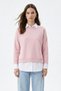 Pink Crew Neck Garnished Blouse 8375 - 2