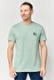 Men Crew Neck Embroidered Short Sleeve T-Shirt, Mint Green