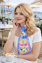 Bird and Flower Pattern Folk Style Neck Tie Scarf 175X13 cm - 3