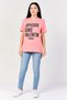 x Lescartons Women Crew Neck Short Sleeve Graphic Print T-Shirt, Shell Pink - 4