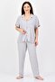 Women 2 Pcs Heather Short Sleeve Shirt And Pants Pajama Set, Grey