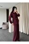 Burgundy Shirt and Trouser Set with Waist Accessories - 8856 - 5