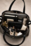 Women's Shiny Black Organized Shoulder Bag Medium Size Stylish Daily Bag - 3