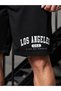 Men's Black Combed Cotton Los Angeles Printed Shorts- - 4