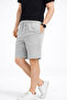 Men's Linen Fabric Shorts with Pockets, Relaxed Fit, Elastic Waist - Gray - 2