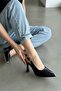 Adses Black Pointed Toe Heeled Shoes with Side Windows (9 cm Heel Length) - 6