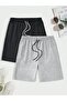 2 Piece Men's Shorts Black Gray - 2