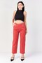 Women Cropped Fit Plain Straight Leg Pants, Rust - 2