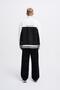 Men's Embroidered Detailed Polo Sweatshirt Black-Ecru - 7