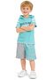 Boy's Emoji Written Smile Patterned Hooded Light Blue Color Shorts Set - 5