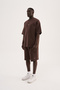 Men's Metal Label Jacquard Oversize T-Shirt Brown - 8