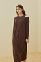 Removable Brooch Detail Belted Doha Dress 1654 Brown - 2
