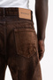 Men's Suede Finish Baggy Jean Trousers Brown - 5