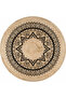 Boho 918 Black Mandala Patterned Natural Jute