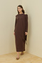 Removable Brooch Detail Belted Doha Dress 1654 Brown