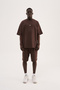 Men's Metal Label Jacquard Oversize T-Shirt Brown - 7