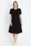 Black Plus Size Buttoned Viscose Lycra Dress with Pockets