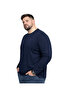 Men's Large Size Navy Blue Cotton Long Sleeve T-Shirt 3Xl-4Xl-5Xl-6Xl-7Xl-8Xl - 2