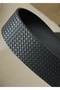 Lura Black Faux Leather Knitted Pattern Belt 100 cm - 3